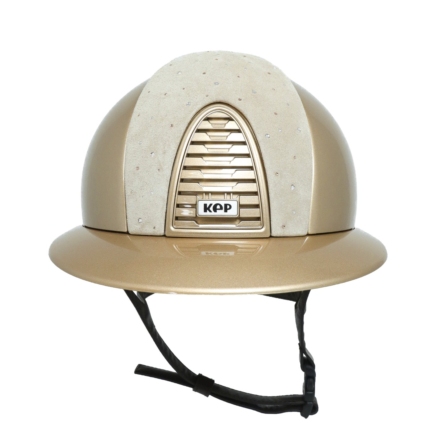 Kep Italia Cromo 2.0 Metal Golden Sand Polo Beige Suede Front Rose Swarovski