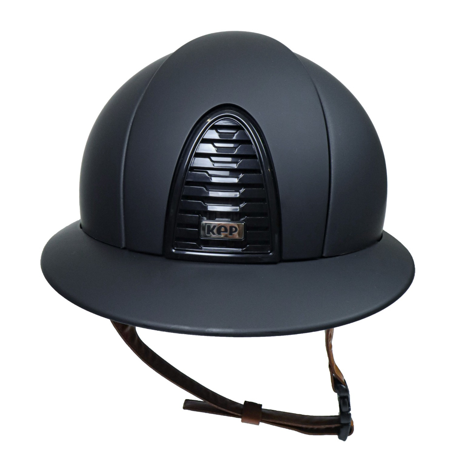 KEP Italia Cromo 2.0 Mattschwarz mit cognacfarbenem Kinnriemen Polo Blende