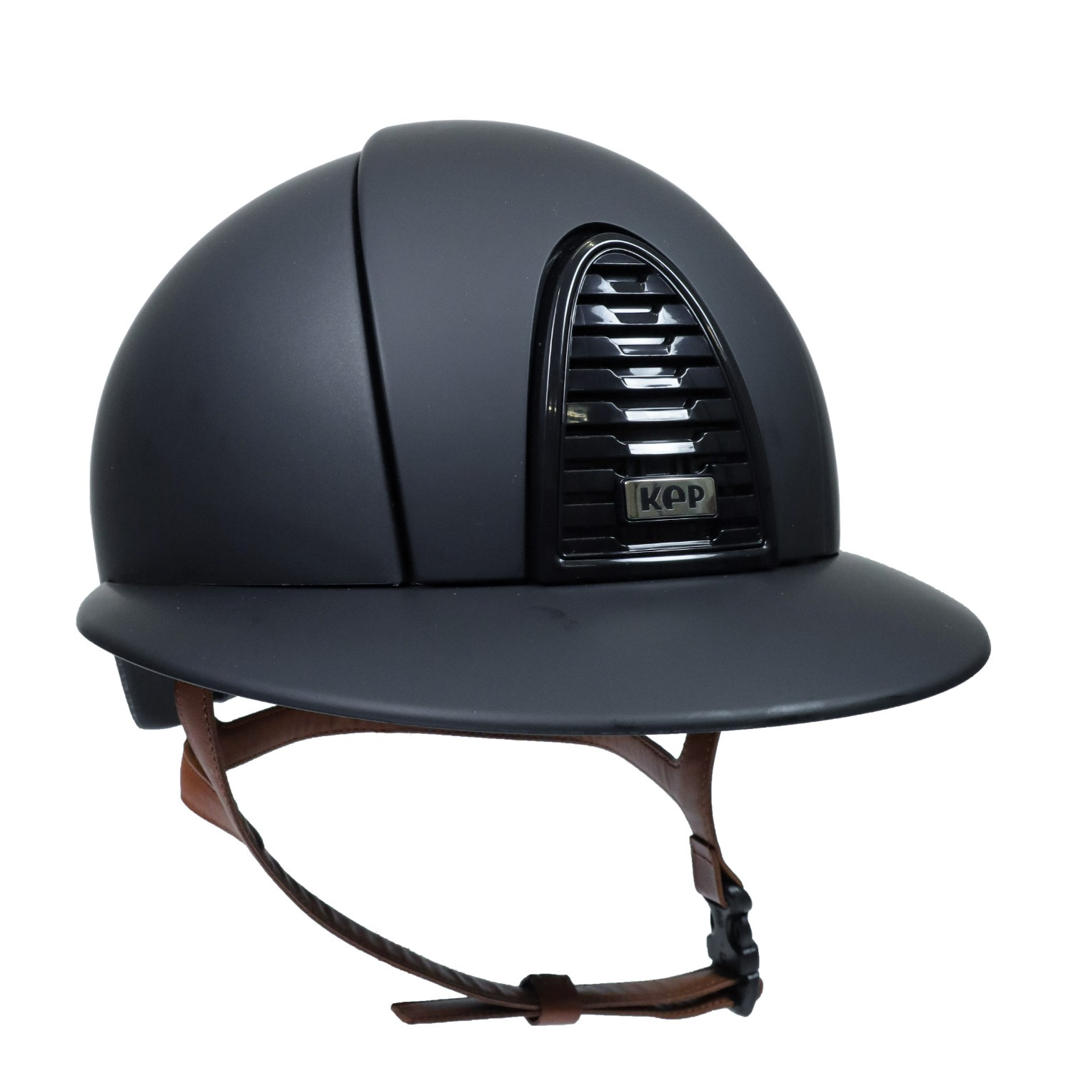 KEP Italia Cromo 2.0 Mattschwarz mit cognacfarbenem Kinnriemen Polo Blende