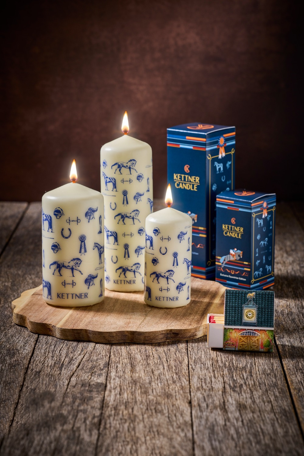 Kettner Candle Equestrian Pattern Blue