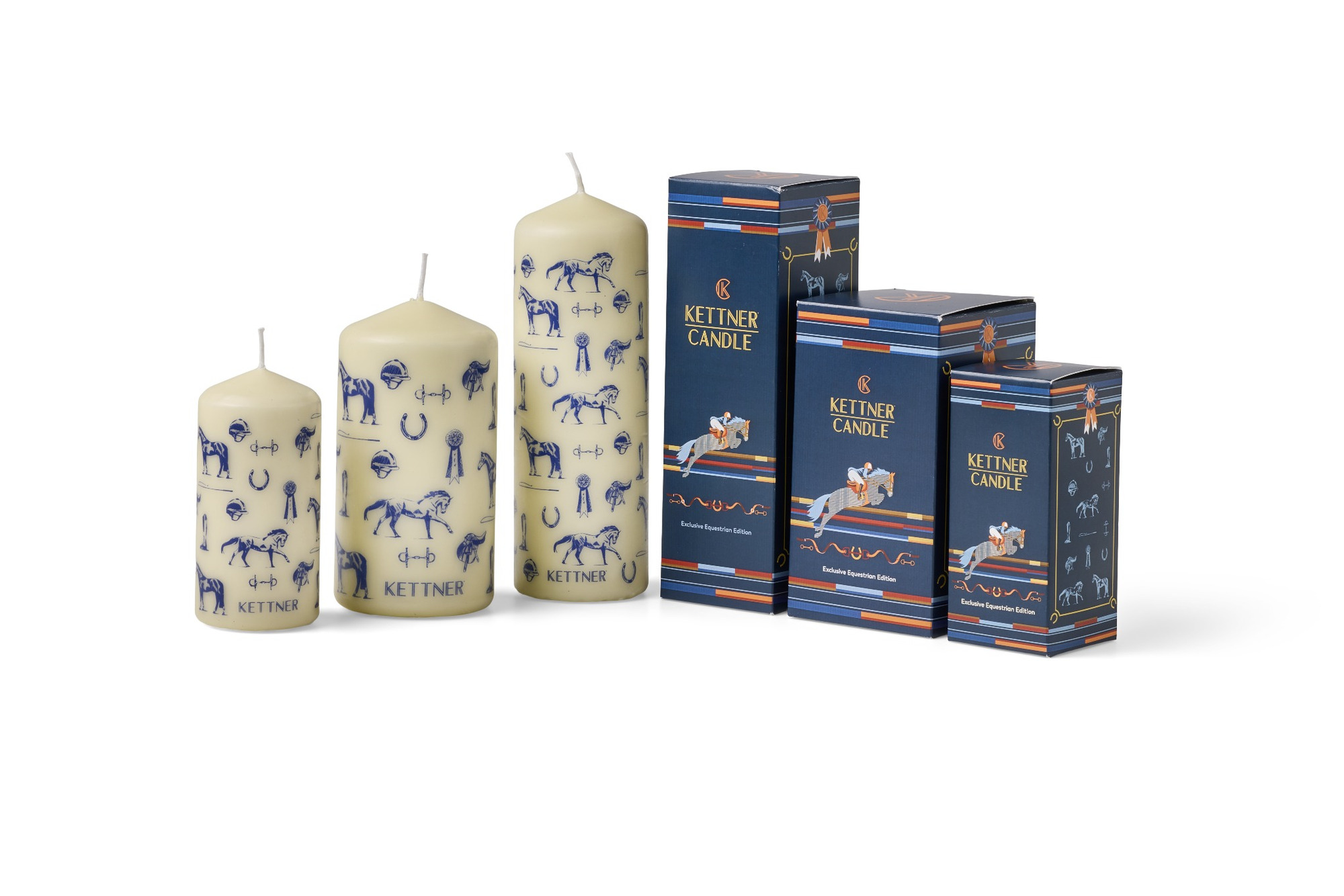 Kettner Candle Equestrian Pattern Blue