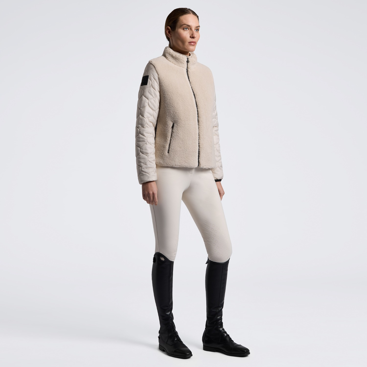 Cavalleria Toscana FW26 CT Teddy Bear Fleece + Nylon Women's Zip-Up Jacket