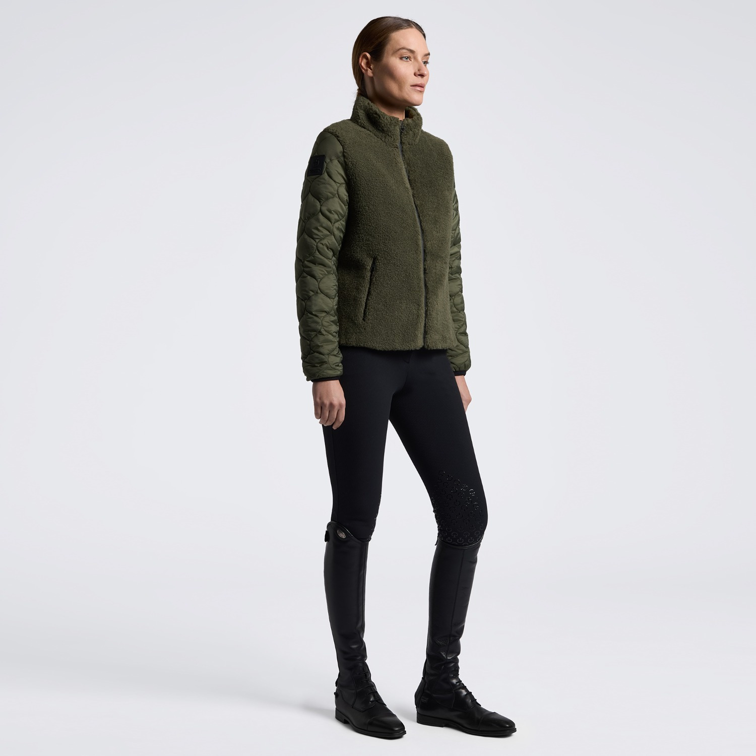 Cavalleria Toscana FW26 CT Teddy Bear Fleece + Nylon Women's Zip-Up Jacket