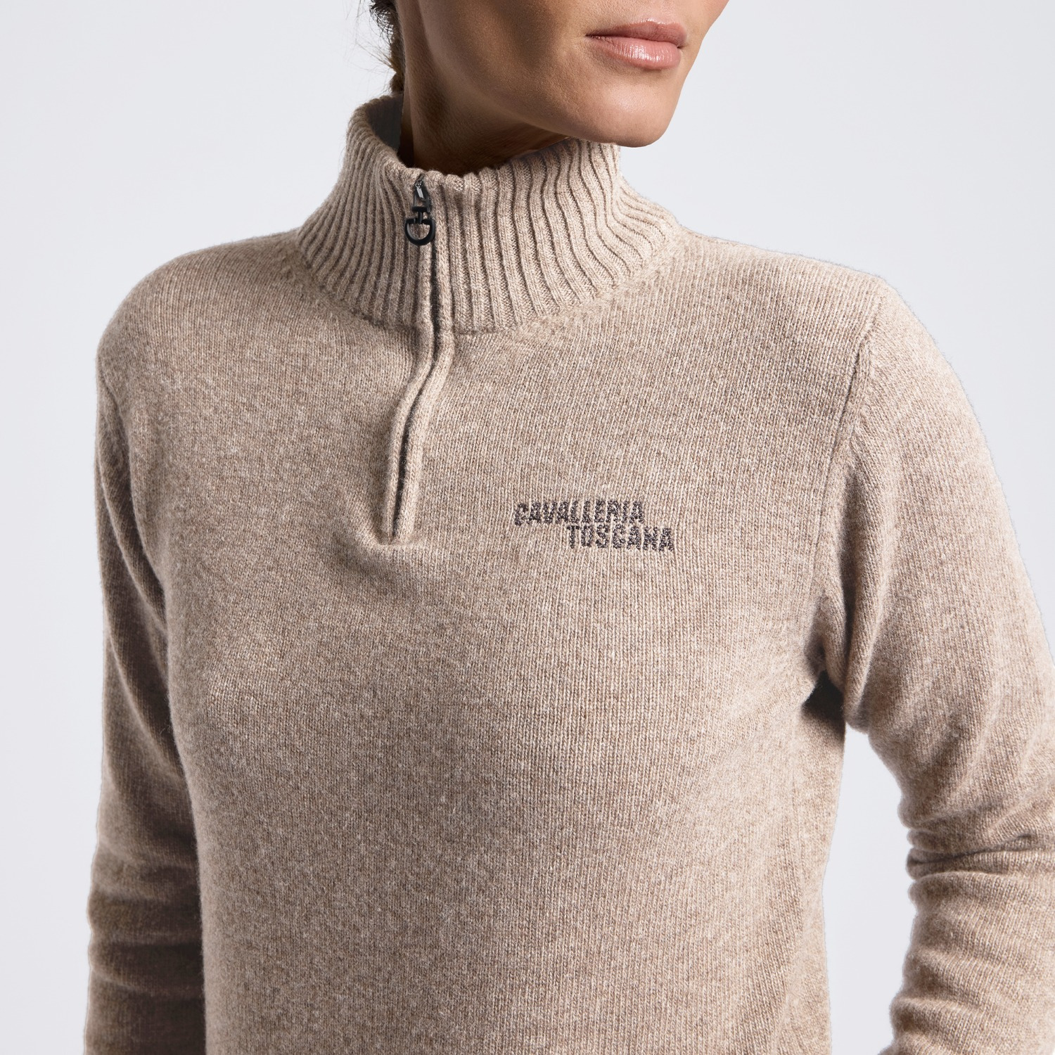 Cavalleria Toscana FW26 CT Pure Wool Half Zip Turleneck Sweater Dames