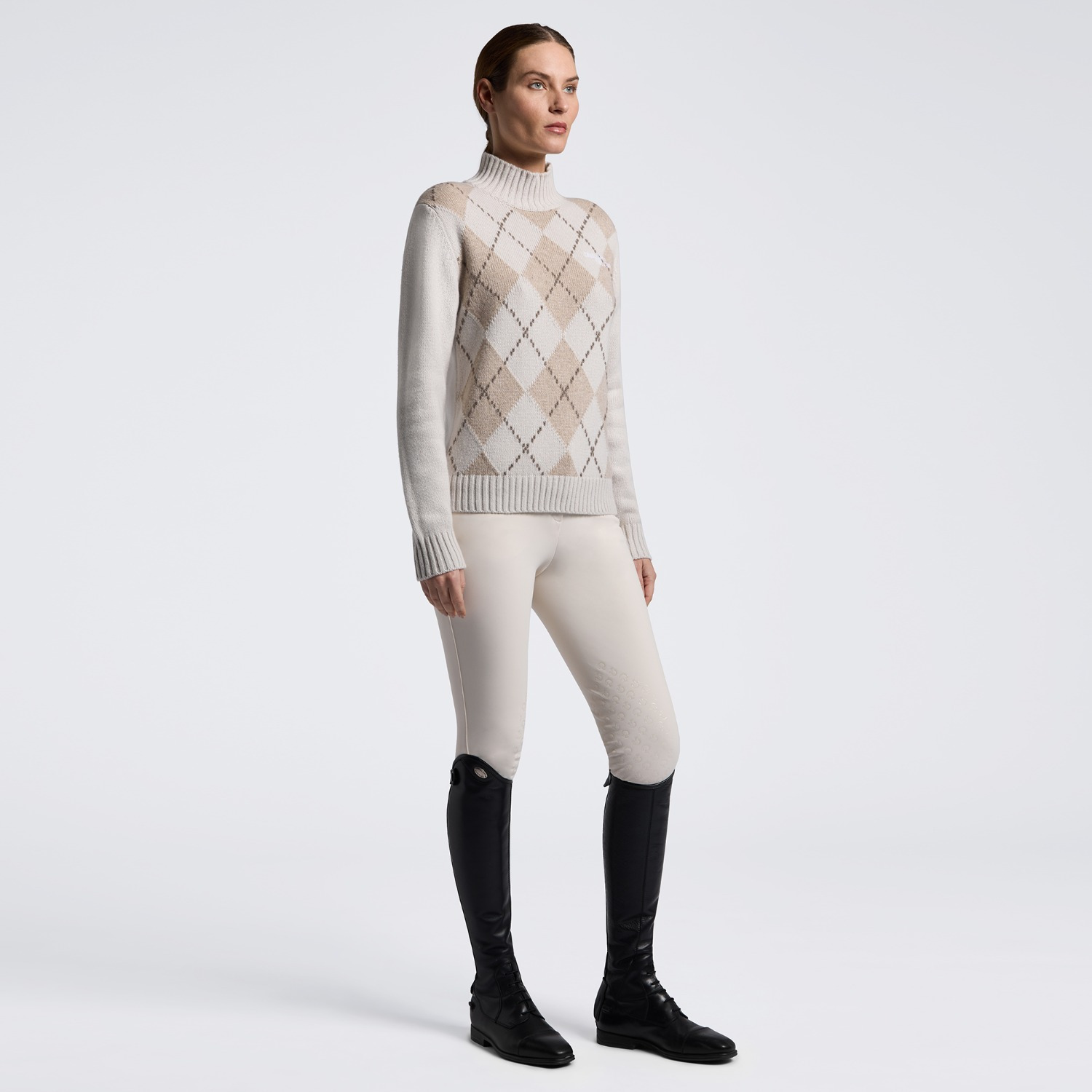 Cavalleria Toscana FW26 CT Pure Wool Turleneck Rombi Sweater Dames