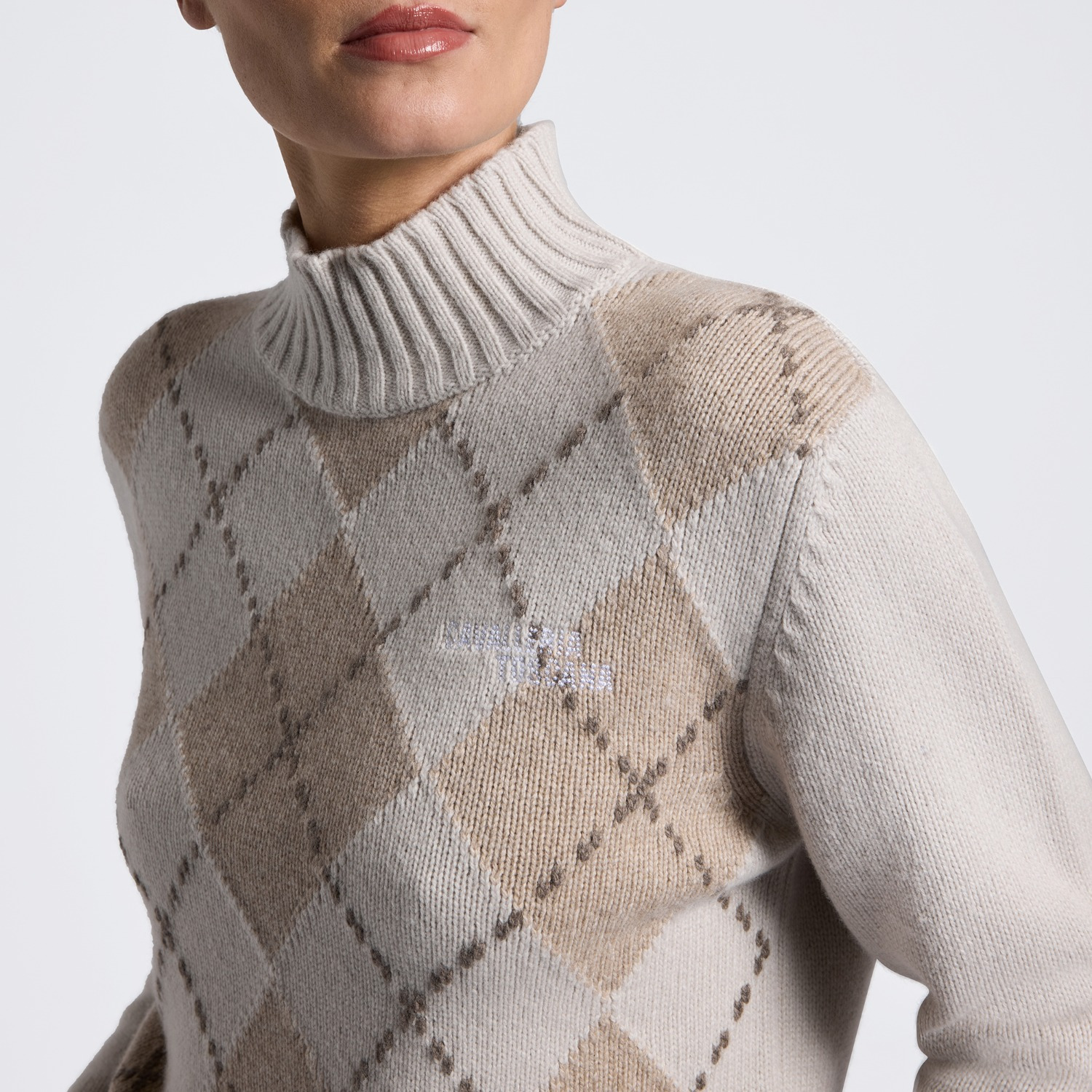 Cavalleria Toscana FW26 CT Pure Wool Turleneck Rombi Sweater Dames