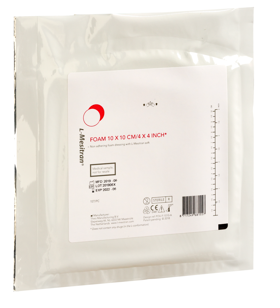 L-Mesitran Foam non-adherent foam dressing 10x10 cm