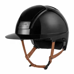 Kask Nemesi Wide Peak Shine Black Licht Bruin Kinbandje
