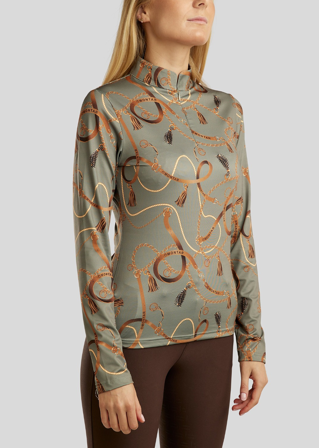 Montar FW'24 Haily Bridle Print Long-Sleeve Polo