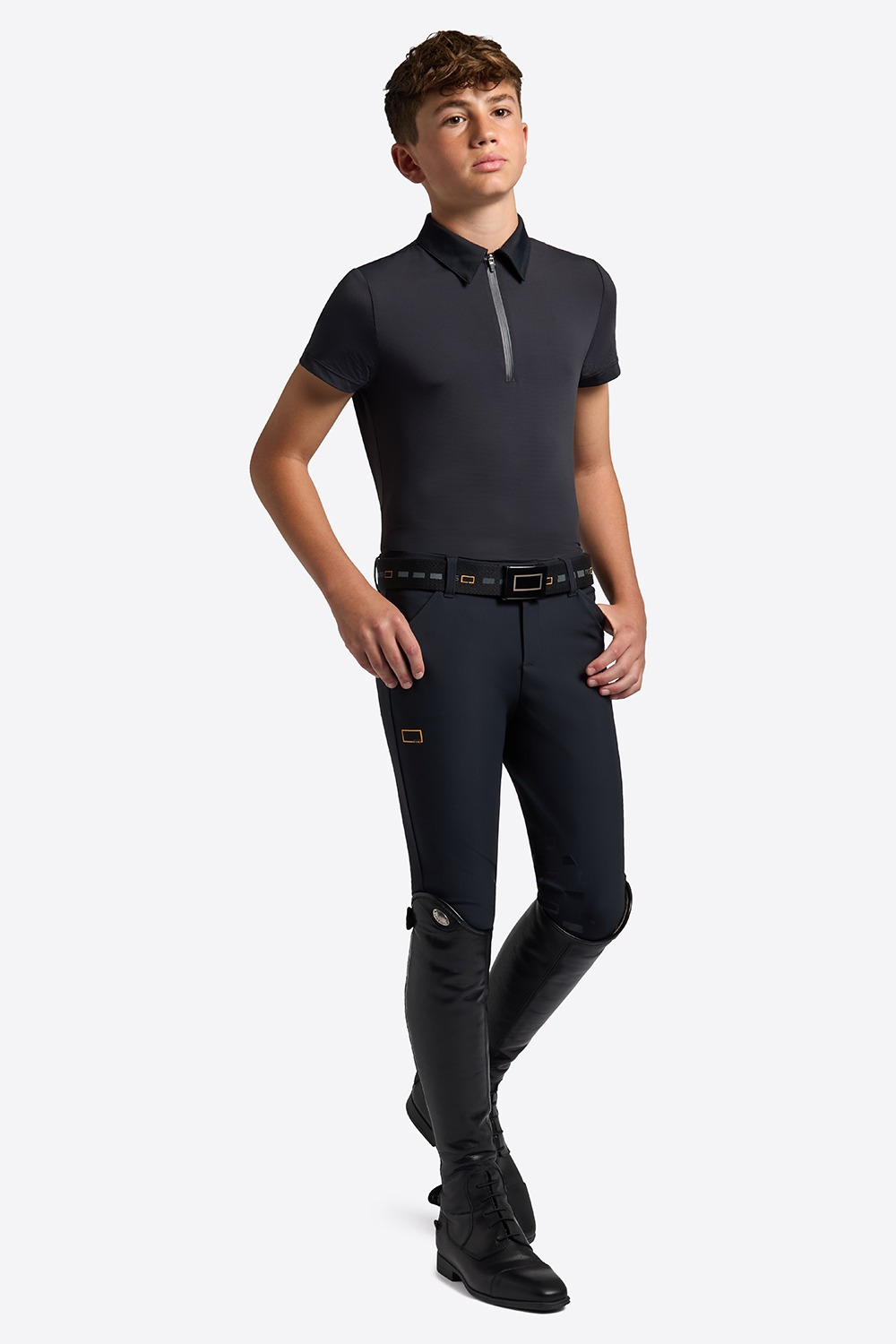 RG SS25 Micro Perforated Jersey S/S Training Zip Polo Jongens