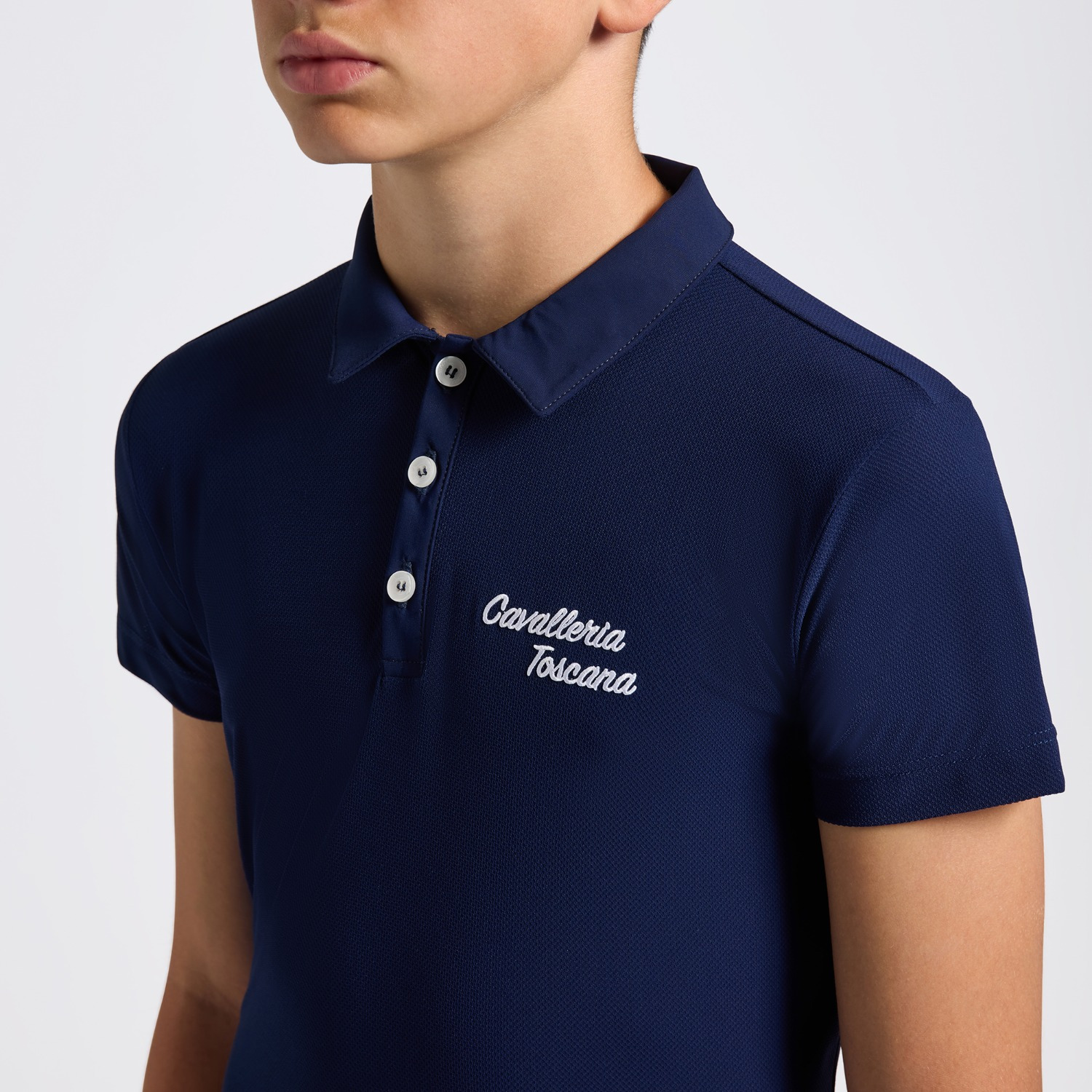Cavalleria Toscana SS25 CT Jersey S/S Training Polo Embroidered Script Logo Jongens