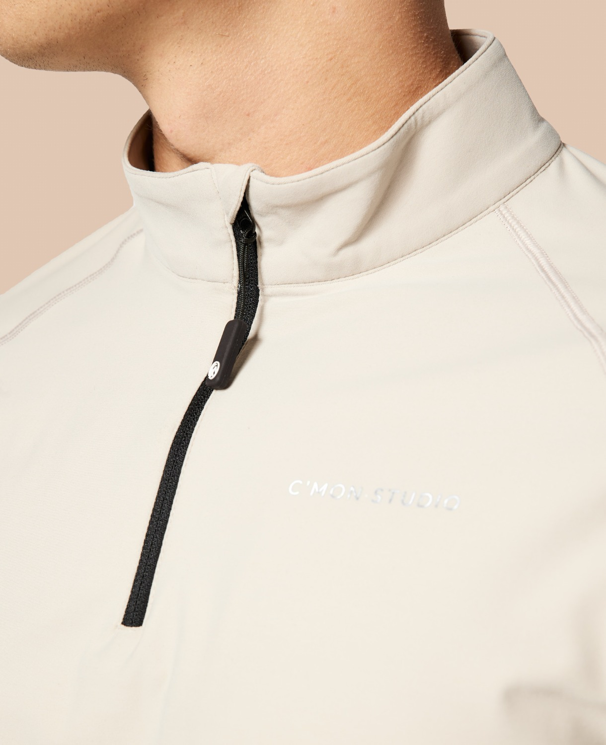 C'MON STUDIO Herren Quarter-Zip Langarmshirt mit reflektierendem Print