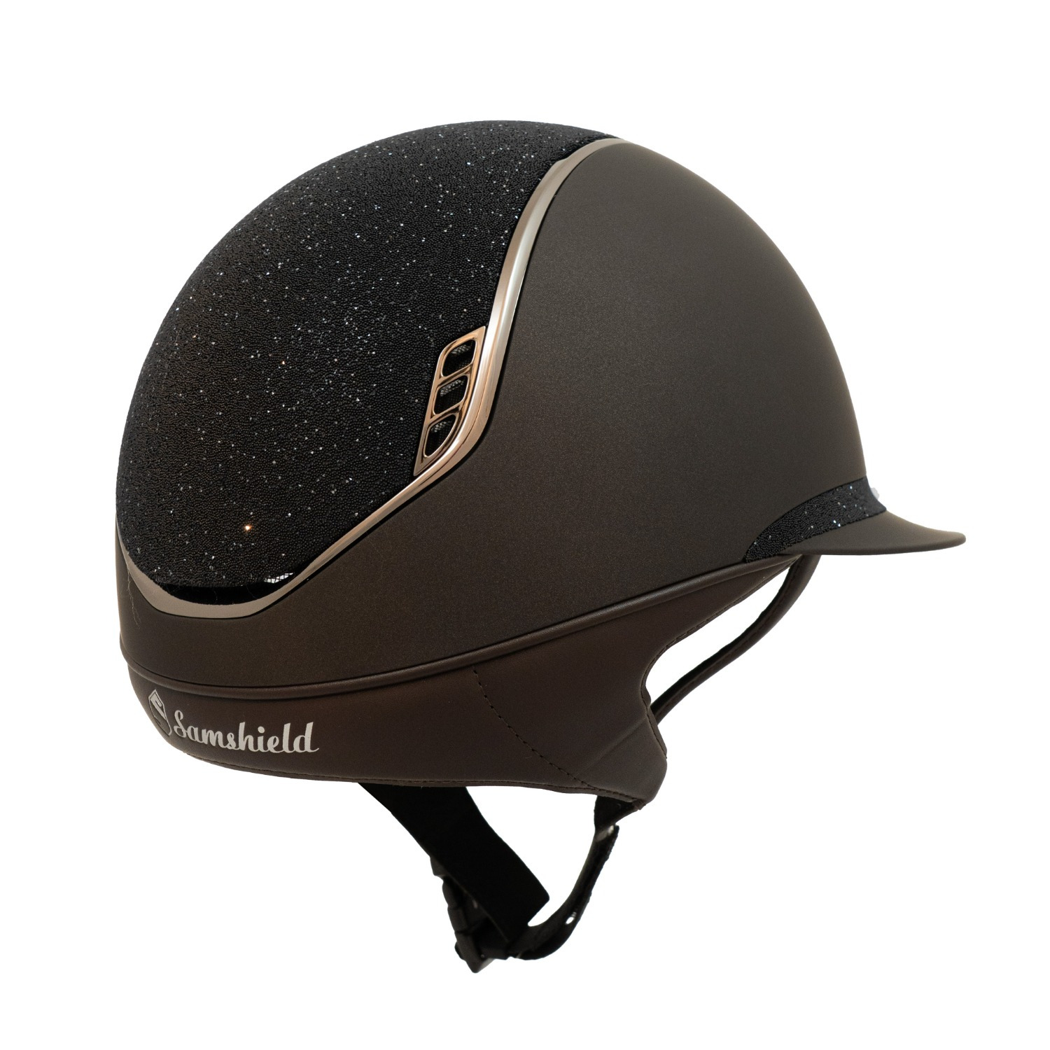 Samshield 2.0 Miss Shield Bruin Crystal Fabric Zwart Top Frontalband Chrome Black Trim Blazon