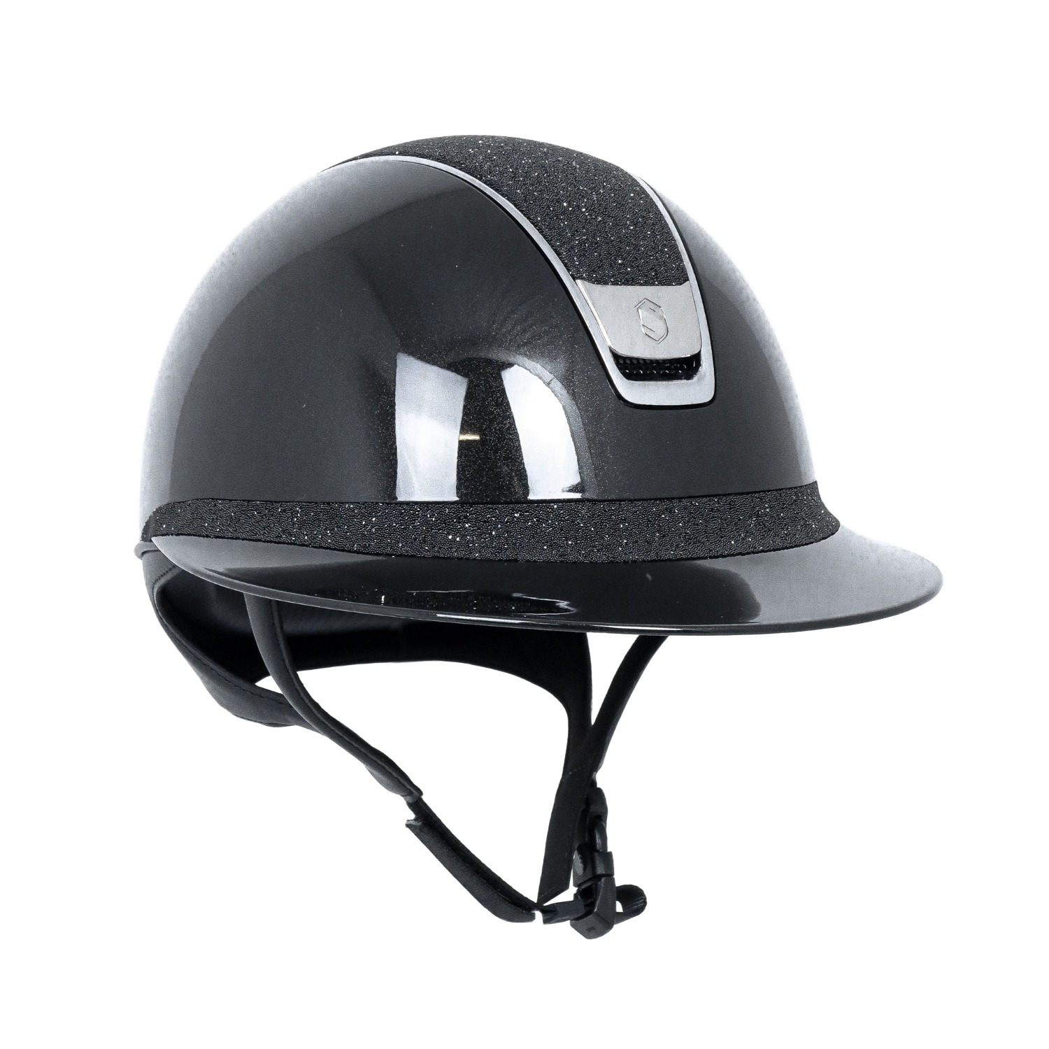 Samshield 2.0 Miss Shield Glossy Black Crystal Fabric Top Frontal Band Chrome