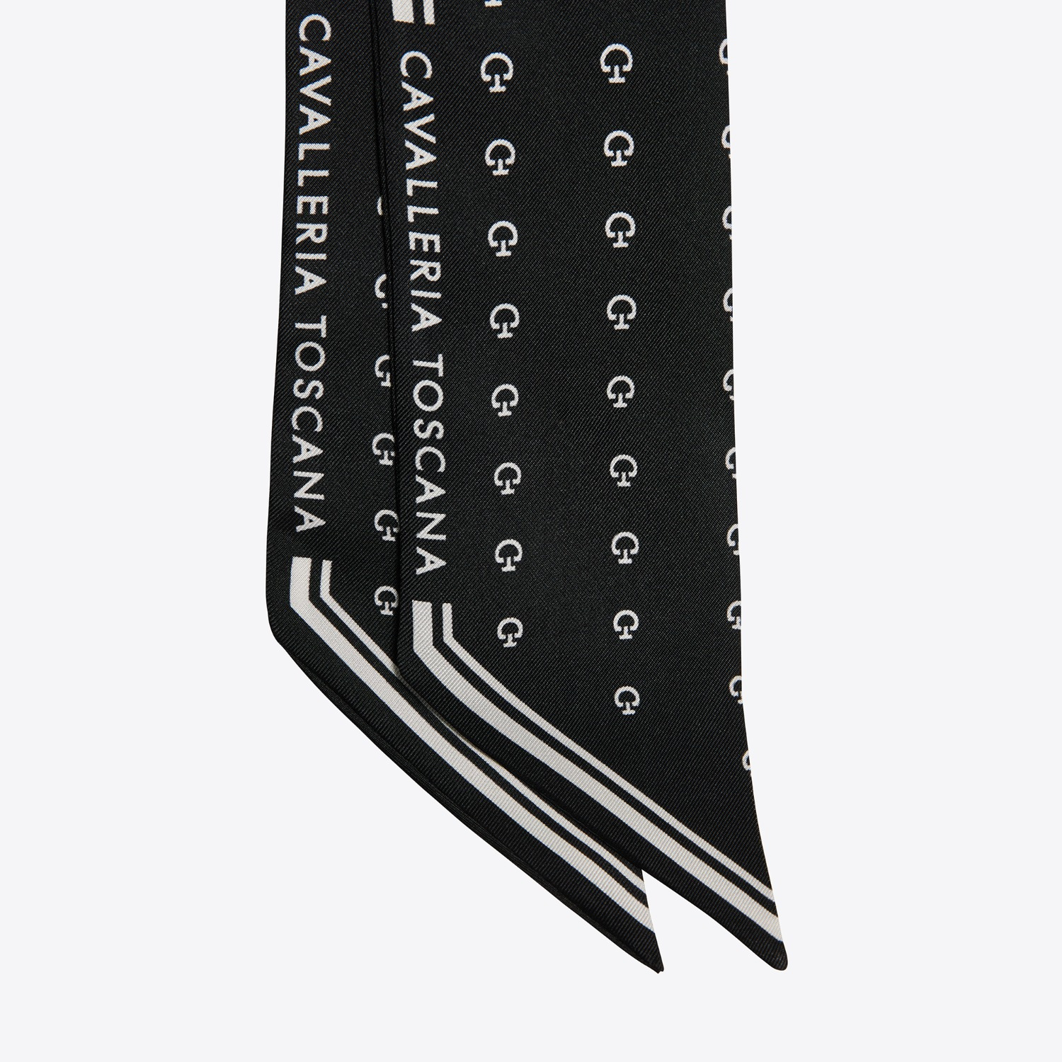 Cavalleria Toscana FW25 CT Jacquard Logo Silk Foulard Sjaaltje-Black-TU