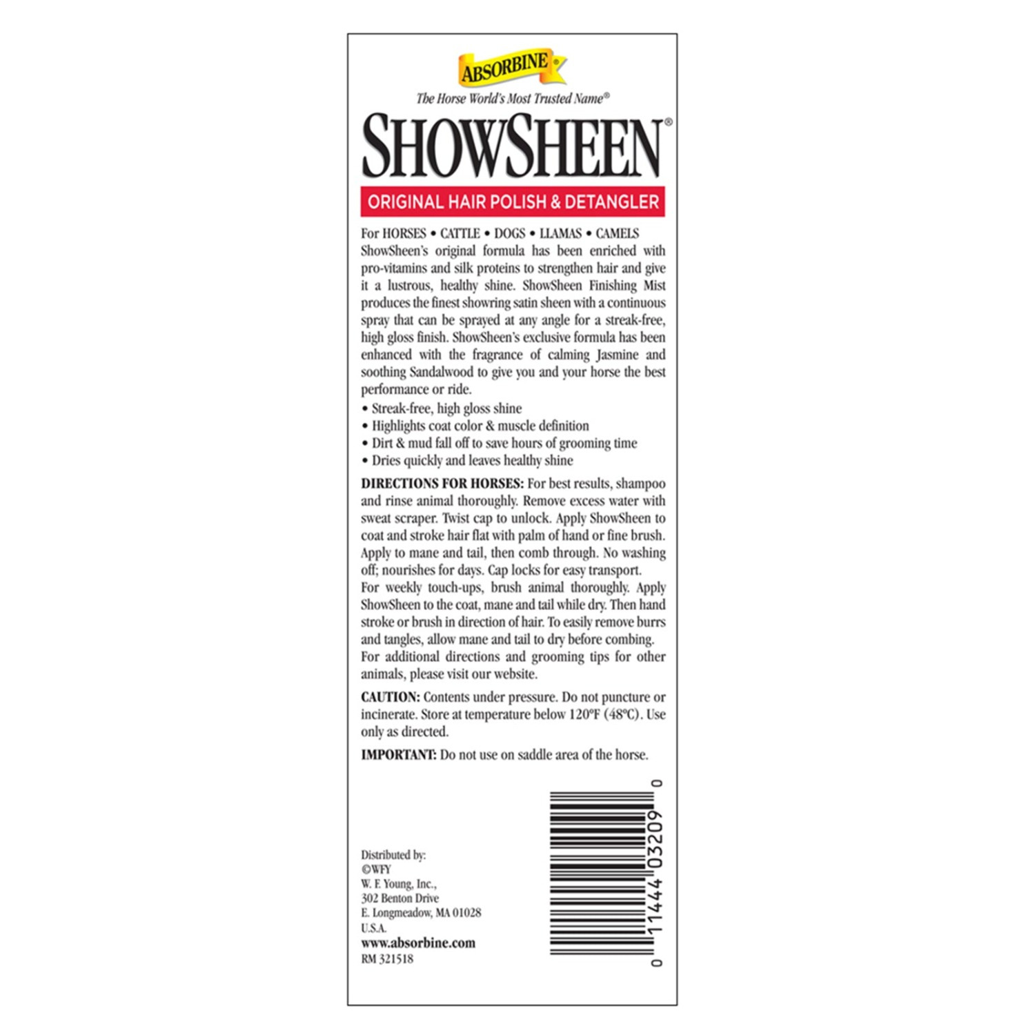Absorbine ShowSheen Finishing Mist 444ml