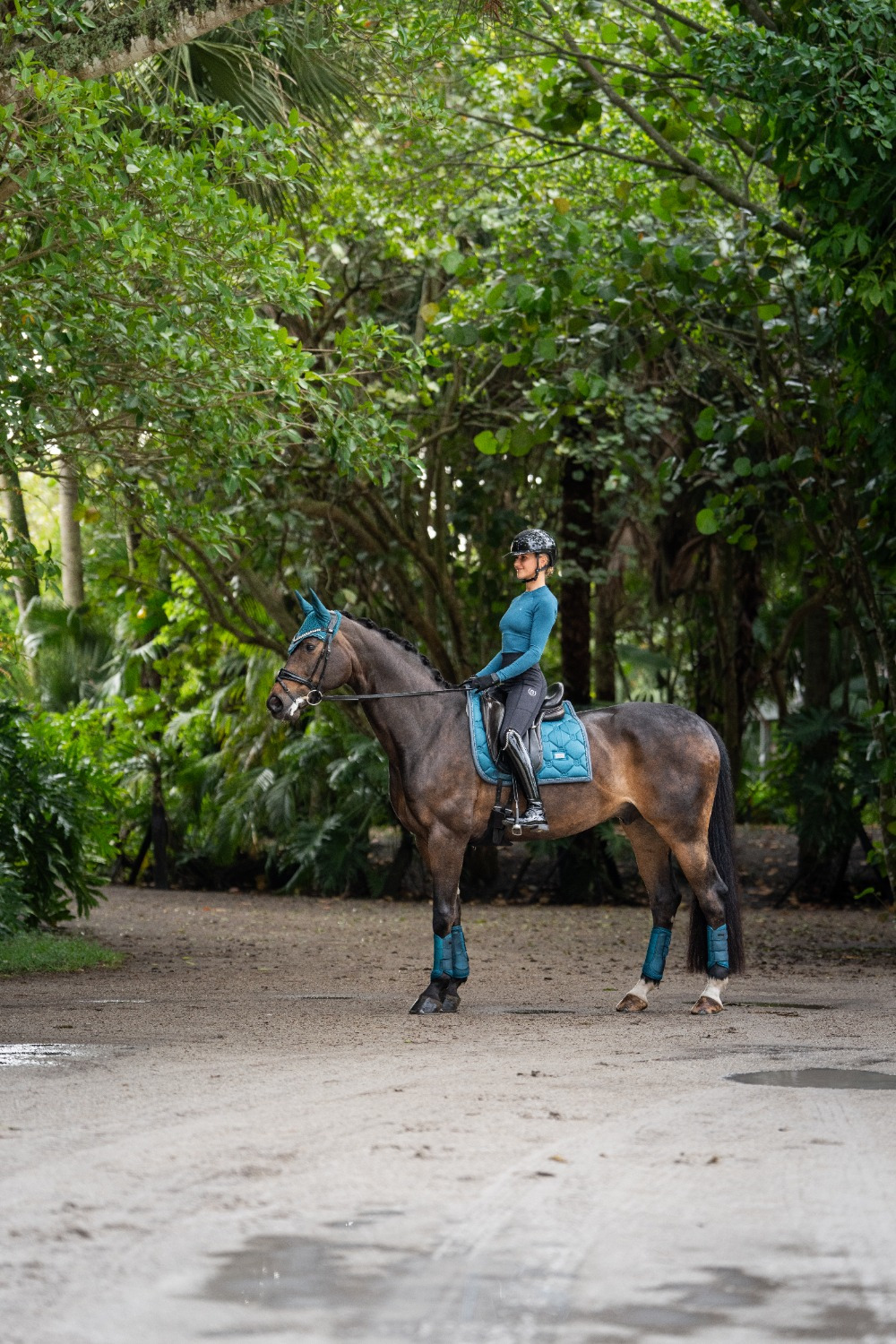 Equestrian Stockholm FW25 Teal Blue Dressage Saddle Pad