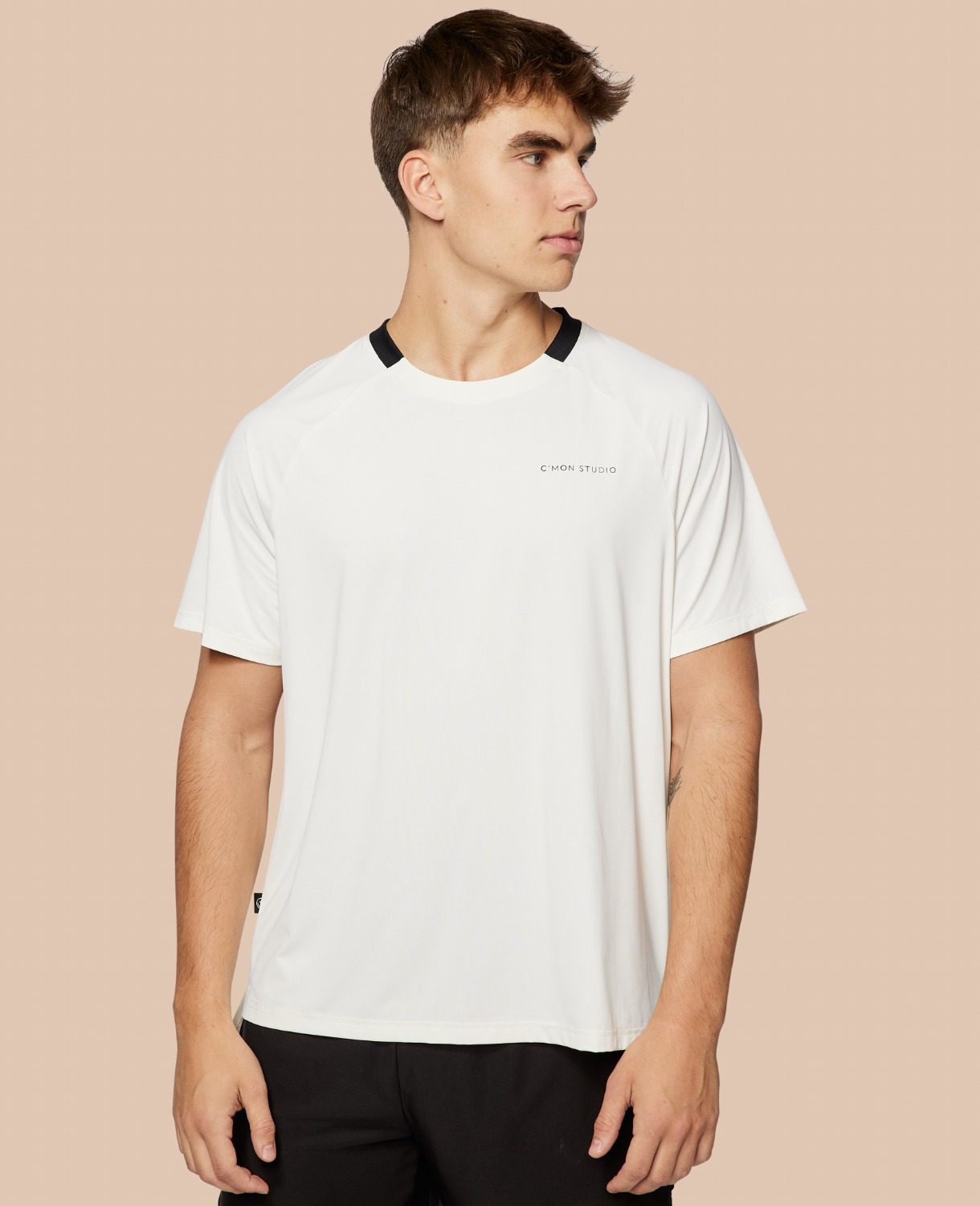 C'MON STUDIO Herren Kurzarm-Trainings-T-Shirt mit Ripp