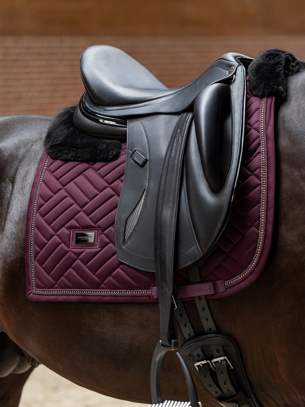Equestrian Stockholm Holiday Collection Dressuurdekje Vegan Fur Crystal Mauve Wine