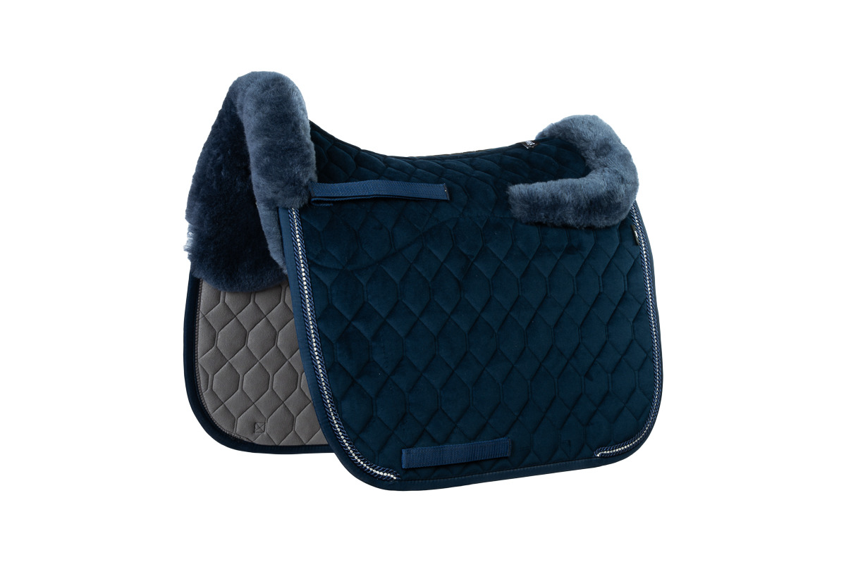 Mattes FW26 Velvet Dressuurdekje Half Lined Trim Evening Blue