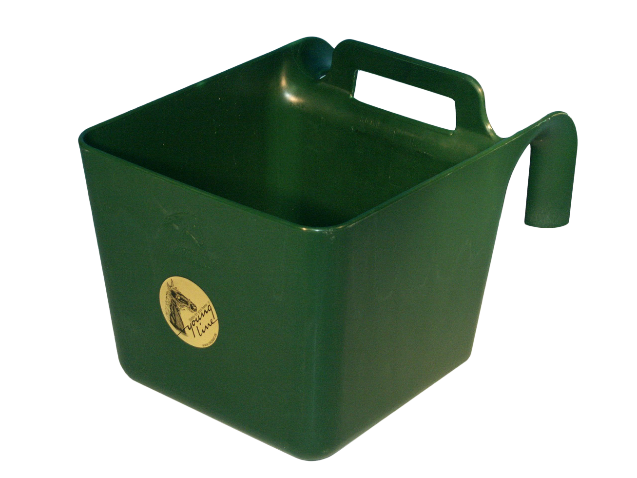 Plastic feed bucket with hanging bracket and handle