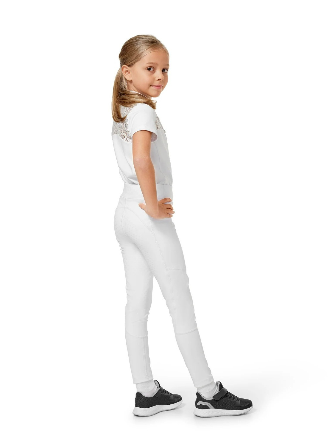 Equestrian Stockholm Young Rider White Movement Full Grip Riding Tights