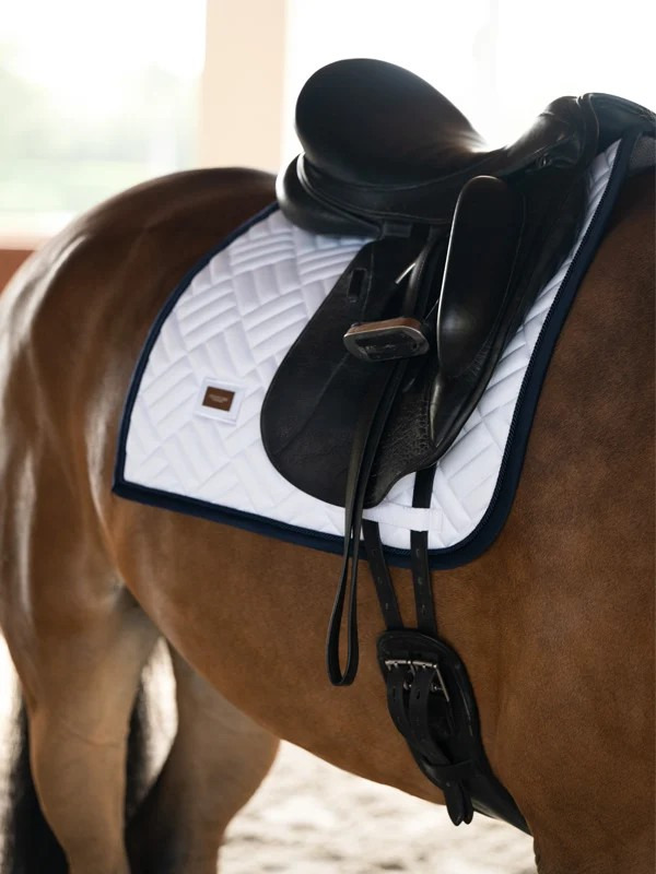 Equestrian Stockholm Modern White Navy Dressage Saddle Pad