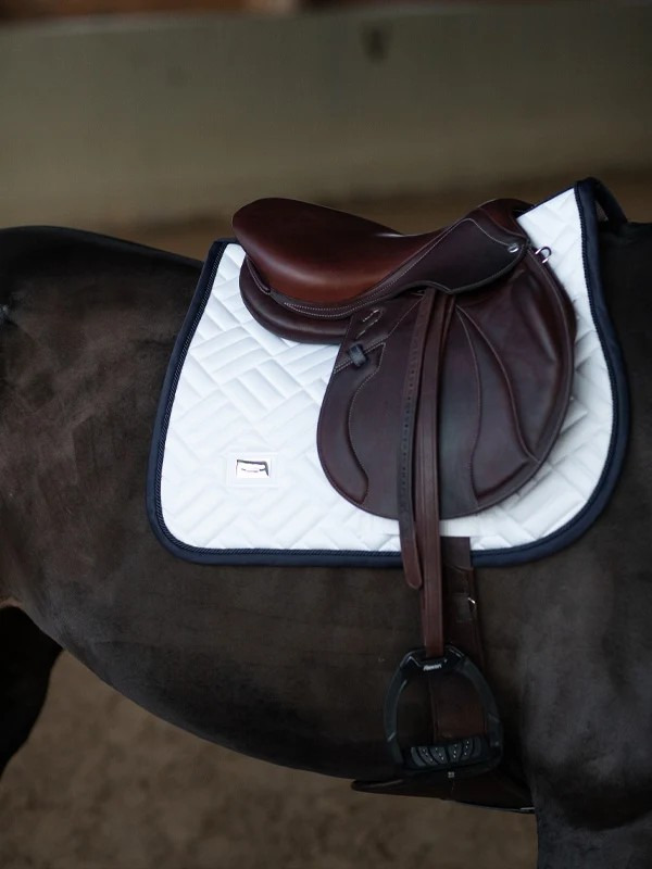 Equestrian Stockholm Modern White Navy Jumping Saddle Pad