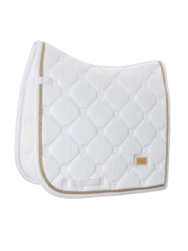 Equestrian Stockholm dressage saddle pad White Perfection Gold